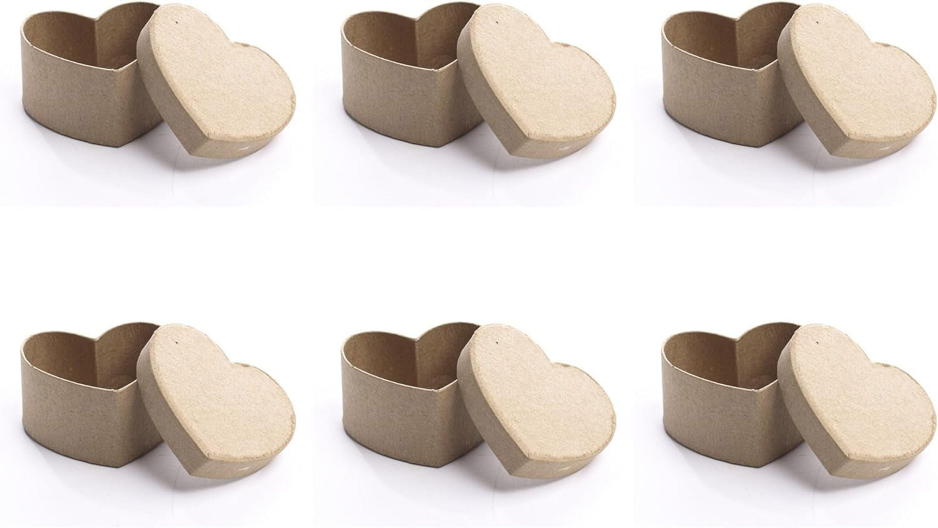 6 Paper Mache Heart Shaped Boxes (3" X 3") Heart Shaped Papier Mache