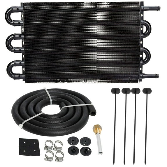 6 Pass Aluminum 6AN 3/8" Hose Line Engine Transmission Oil Cooler Kit