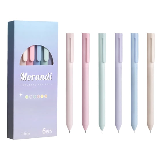 6 Pc Ballpoint Pens,Pastel Colored Gel Pens,0.5mm No Smear Retractable Ink Pens,Smooth Writing Aesthetic Pens for Journaling Planning Note Taking and Office Stationery Supplies,2.55x5.7 inch(Blue)