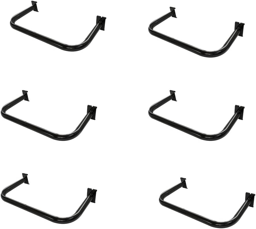 6 Pc Black UShaped Hangrail Grid Gridwall Clothing Rack Display Rail Fixture