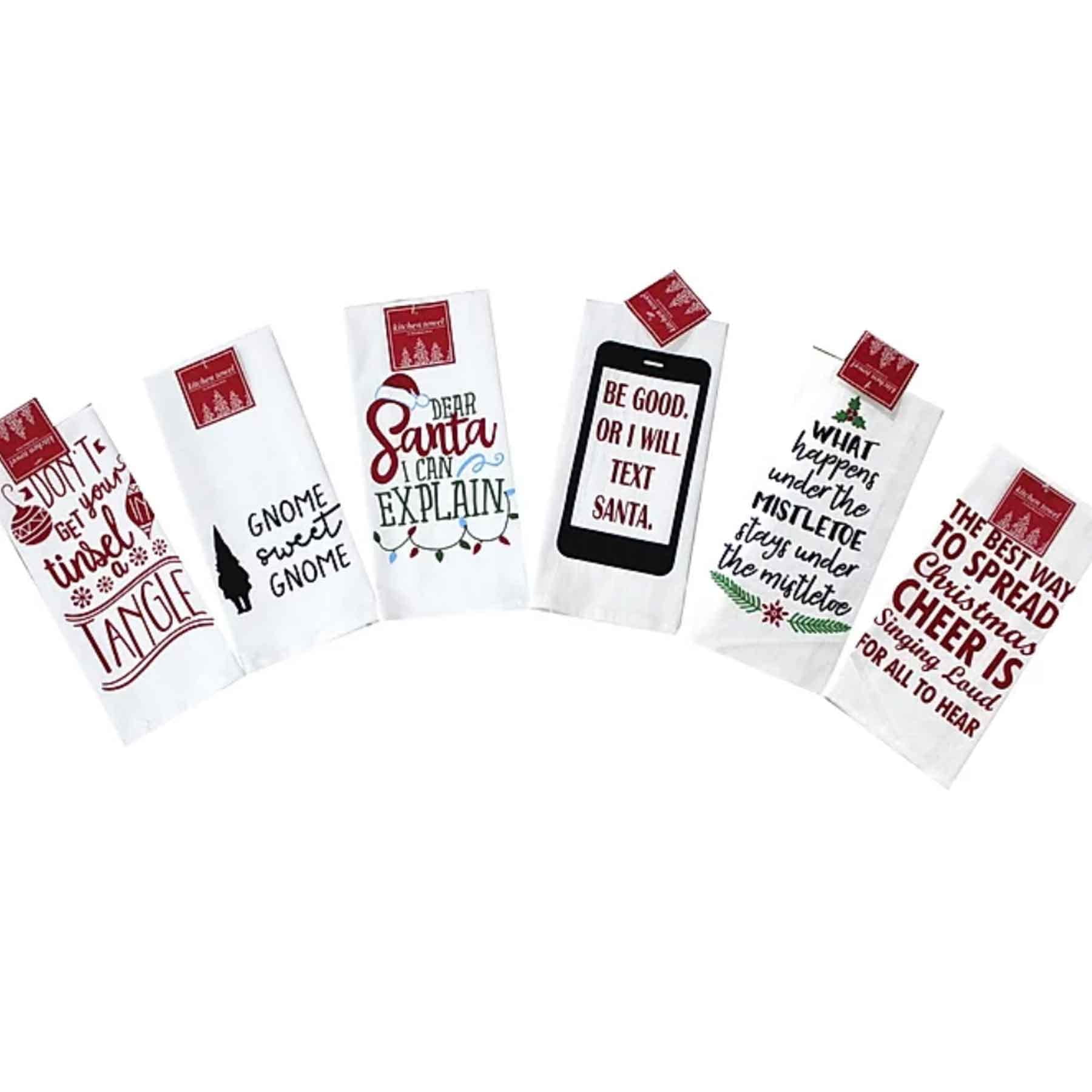 6 Pc Christmas Kitchen Towels, Christmas Hand Towels, Funny Kitchen