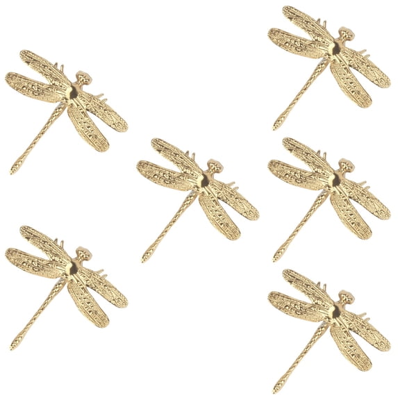6 Pc Dragonfly Handle Decorative Gold Kitchen Cabinets Knob Household Drawer Closet