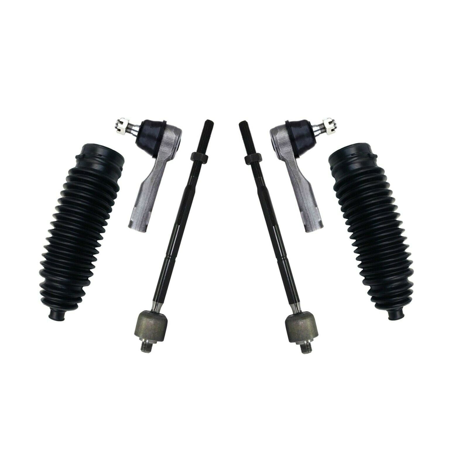 6 Pc Front Outer and Inner Tie Rod Ends + Rack & Pinion Bellow Boots Steering Kit Left Right Side Fits select: 1995-2006 NISSAN SENTRA, 1995-1998 NISSAN 200SX