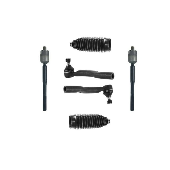 6 Pc Front Outer & Inner Tie Rod Ends Steering Gear Bellow Boots Kit