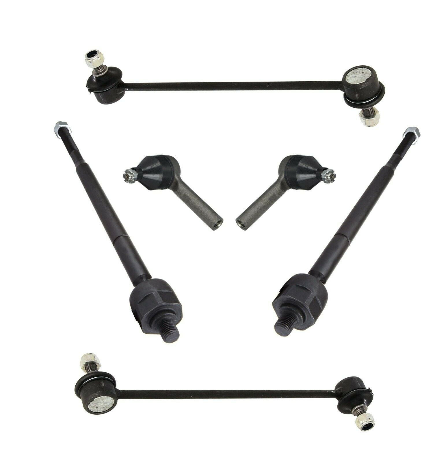 6 Pc Front Outer Inner Tie Rod Ends and Sway Bar Links Suspension Kit