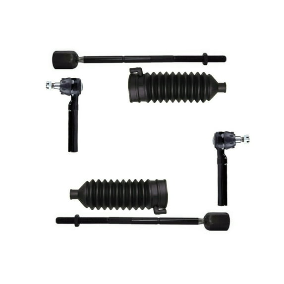 6 Pc Front Steering Kit 2 Inner Tie Rod Ends + 2 Outer Tie Rod Ends + 2 Rack and Pinion Bellow Boots Fits select: 1994-2002 FORD MUSTANG
