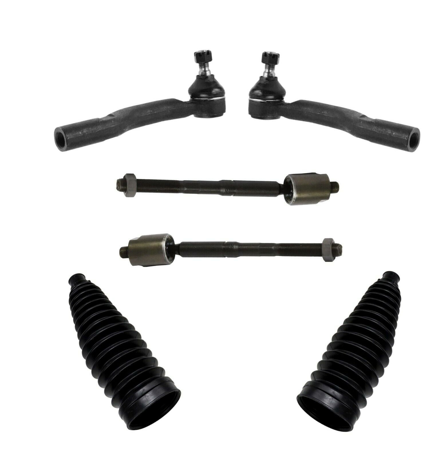 6 Pc Front Steering Kit Inner and Outer Tie Rod Ends Rack and Pinion Bellow Boots Fits select: 2007-2011 TOYOTA CAMRY, 2005-2012 TOYOTA AVALON