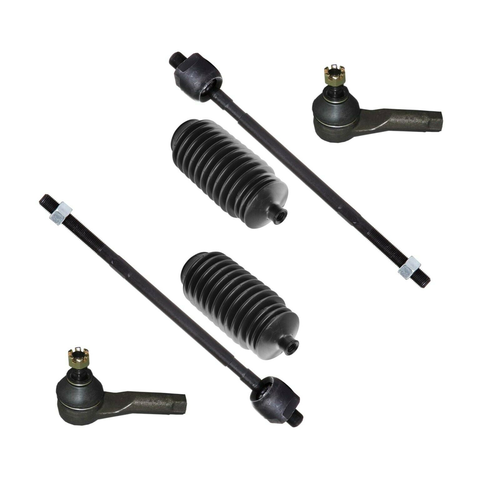 6 Pc Front Suspension Kit Tie Rod Linkages Rack & Pinion Bellow Boots