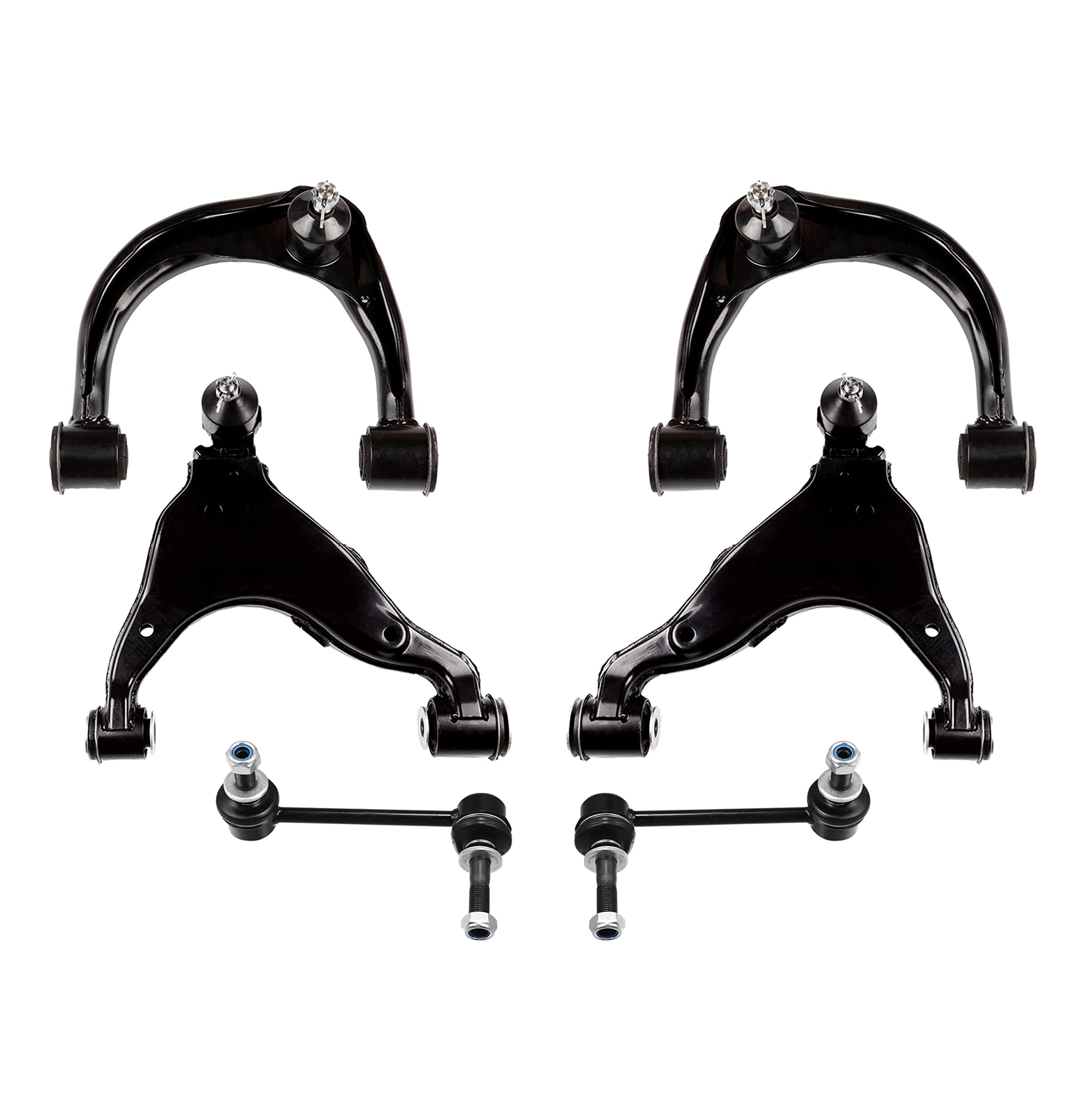 6 Pc Front Suspension Kit Upper & Lower Control Arms + Stabilizer Sway