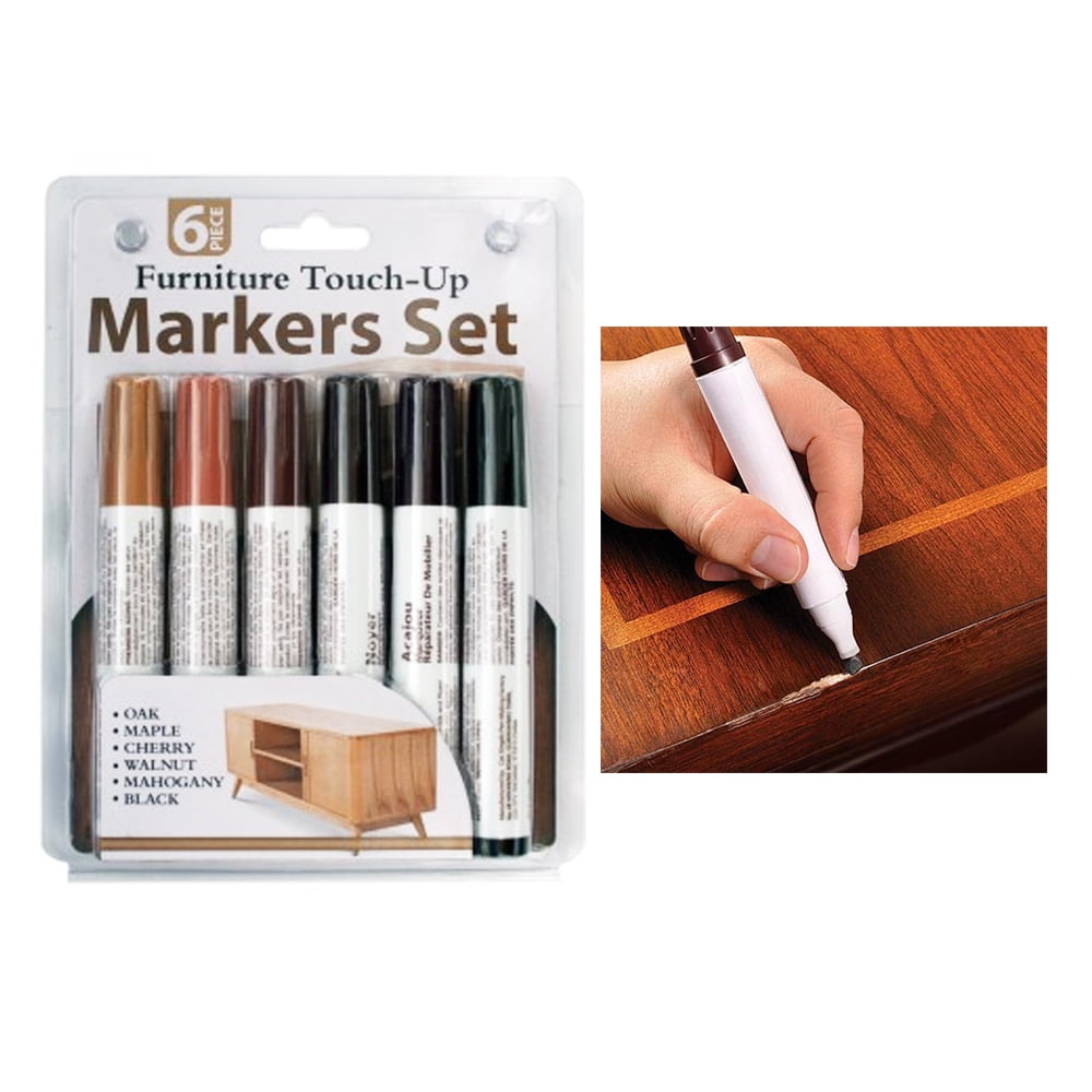 6 Pc Furniture Touch Up Marker Pen Wood Wax Scratch Repair Filler Remover  Fix