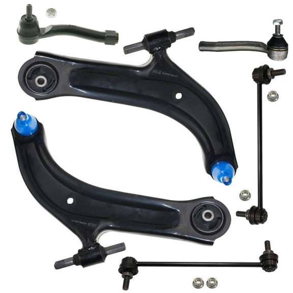 6 Pc Kit Front Lower Control Arms and Ball Joint Assembly + Tie Rod Ends Outer + Sway Bar Links Fits select: 2007-2012 NISSAN SENTRA