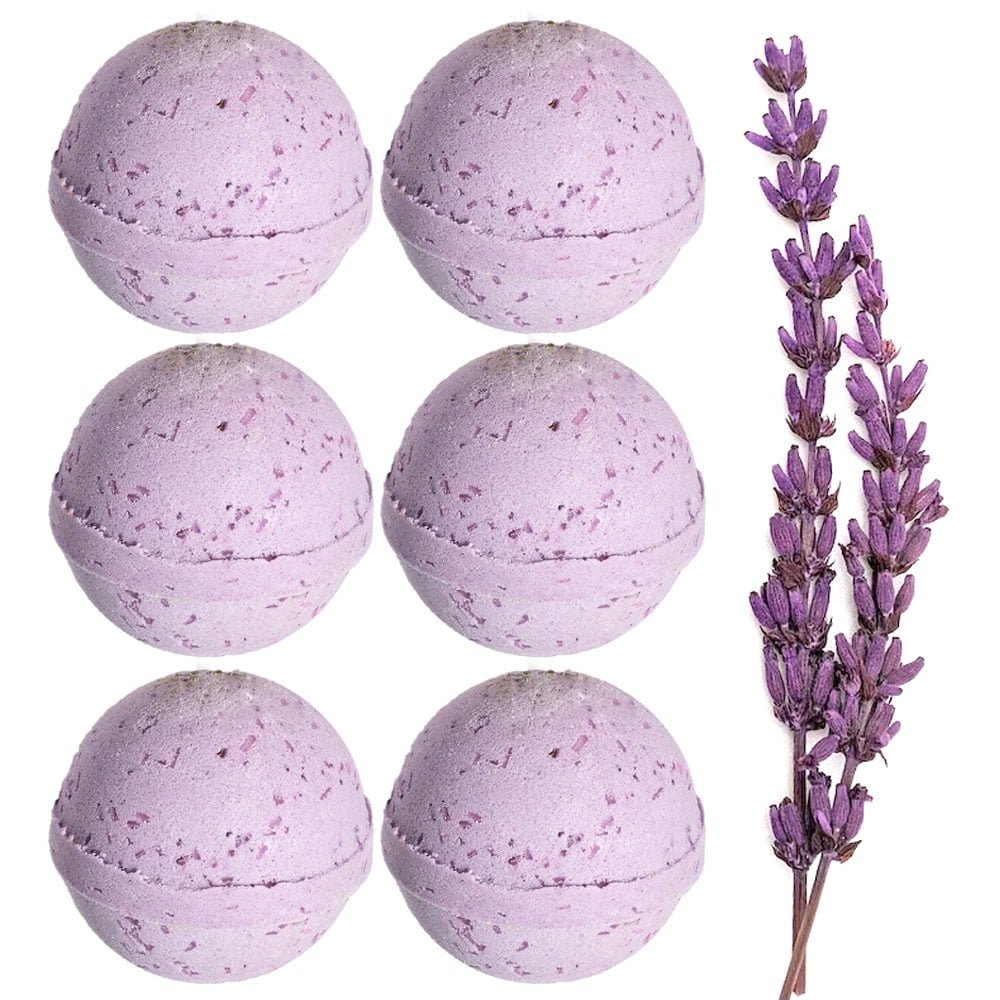 6 Pc Natural Bath Bombs Lavender Scent Fragrance Bubble Spa Fizzy Fizzies Soak - Walmart.com