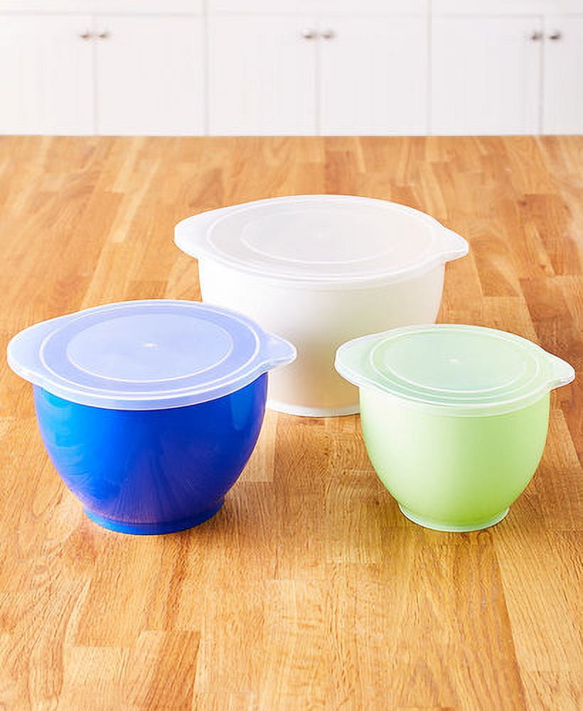 6Pc. Nesting Batter Bowls with LidsWhite Blue Green