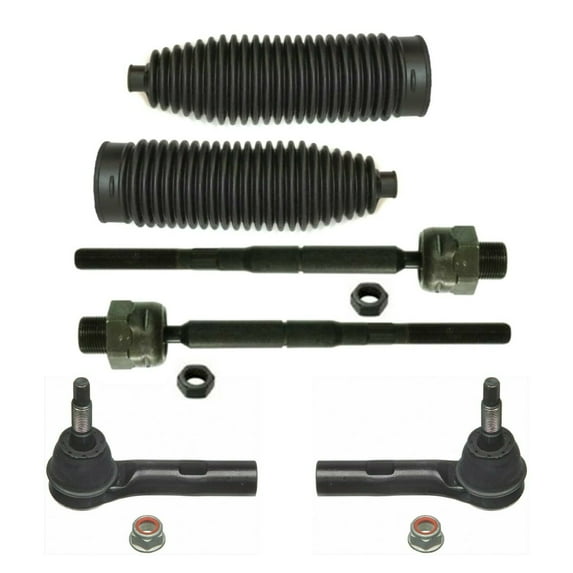 6 Pc New Steering Kit Front Outer Inner Tie Rod Ends & Bellow Boots Fits select: 2005-2010 DODGE DAKOTA, 2006-2009 MITSUBISHI RAIDER