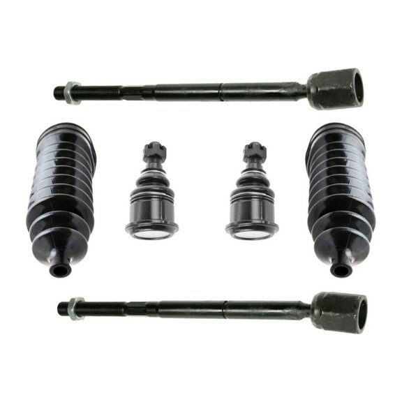 6 Pc New Suspension Kit Rack & Pinion Bellow Boots Front Lower Ball Joints Inner Tie Rod Ends