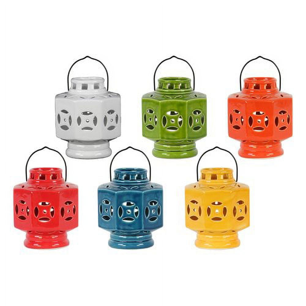 6Pc Octagonal Tea Light Lantern Set