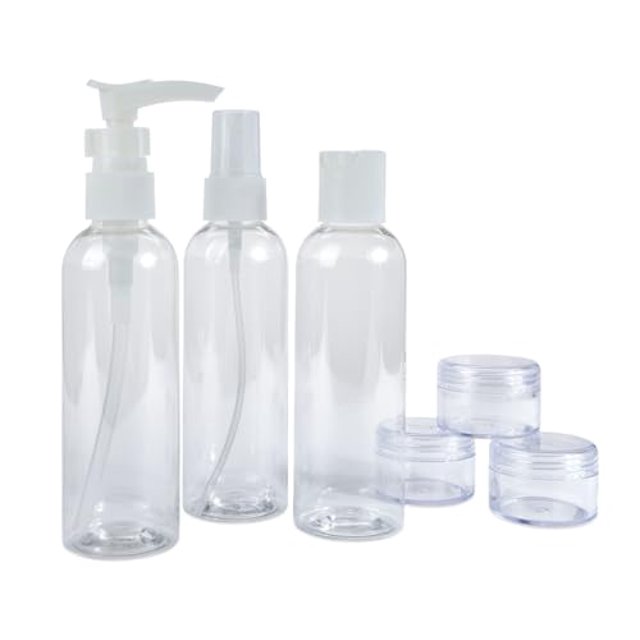6 Pc Plastic Travel Container Set Airplane Travel Bottles TSA