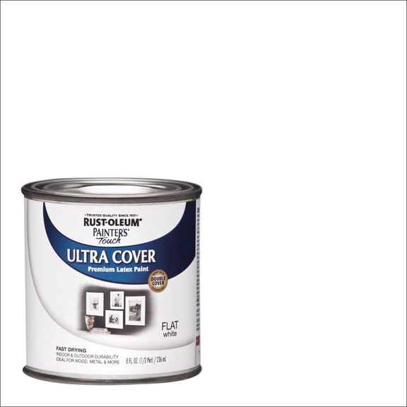 6 Pc, Rust-Oleum Painters Flat White Water-Based Ultra Cover Paint Exterior And Interior 0.5 Pt