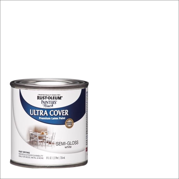 6 Pc, Rust-Oleum Painters Touch Semi-Gloss White Water-Based Ultra Cover Paint Exterior And Interior 0.5 P