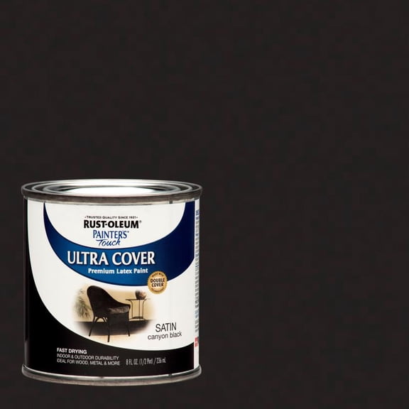 6 Pc, Rust-Oleum Ultra Cover Satin Canyon Black Paint Exterior And Interior 8 Oz