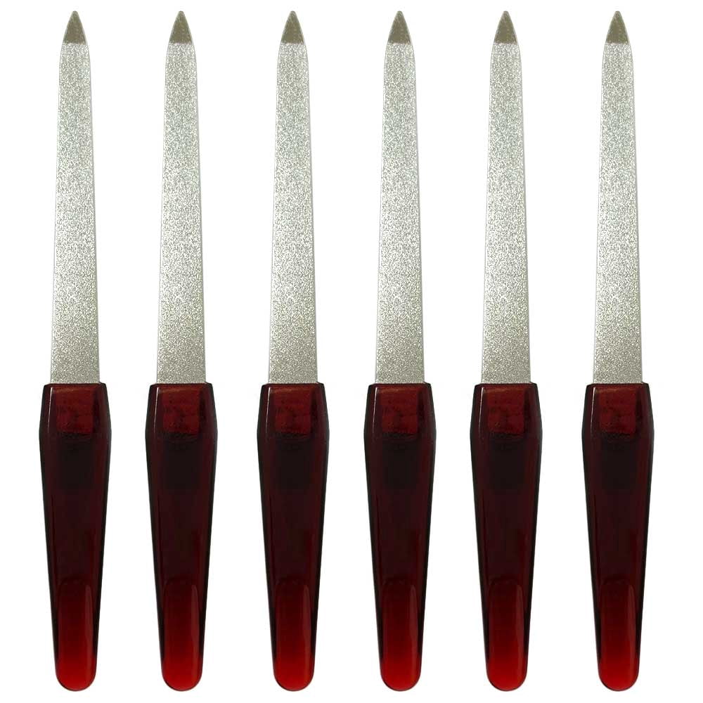 6 Pc Sapphire Nail Files Metal Stainless Steel Dual Sided Manicure Emery Boards