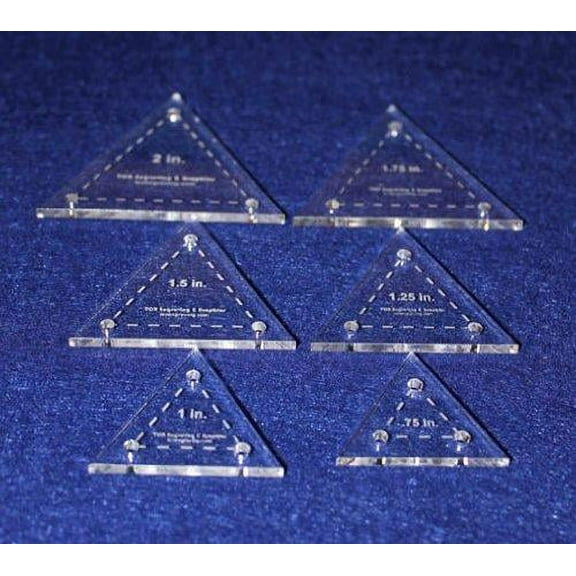 6 Pc Set Equilateral Triangles .75", 1", 1.25", 1.5", 1.75" and 2"