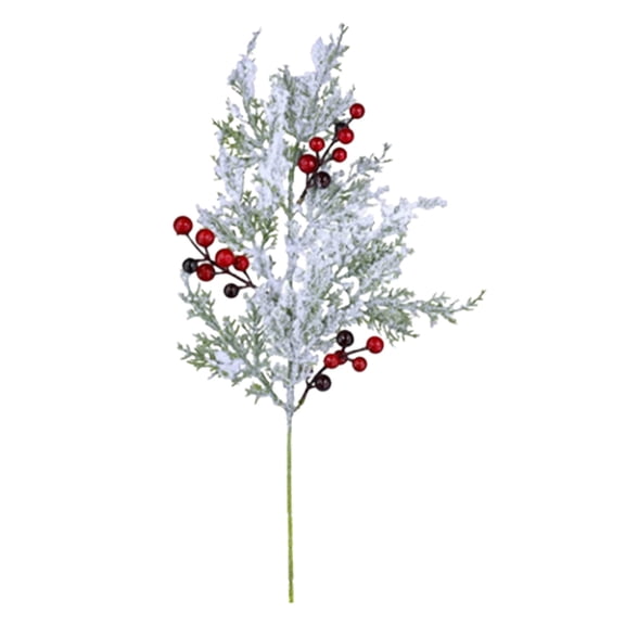 6 Pc Snow Frosted Artificial Red Berry Stems,19.3 Inch Holly Berry Branches,Berries Stems Pine Branches Cones Holly Spray/Winter Holiday Floral Pick for Xmas Decor Wreath, Garland, Crafts,Gift Wrap