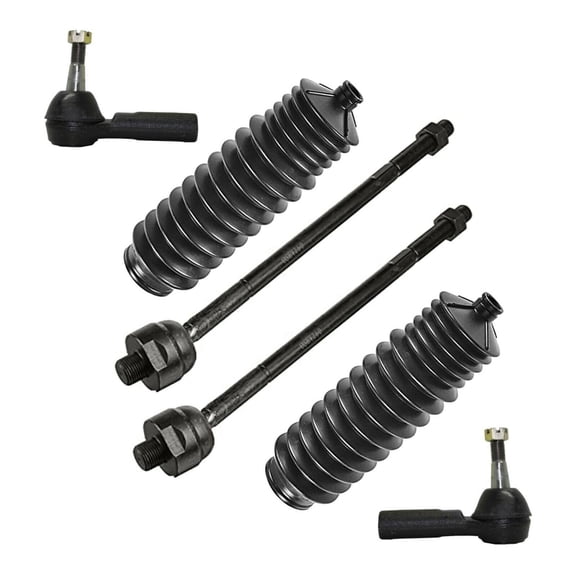 6 Pc Steering Kit Front Inner & Outer Tie Rod Ends with Bellow Boots Fits select: 2000-2005 BUICK LESABRE, 2006-2011 BUICK LUCERNE