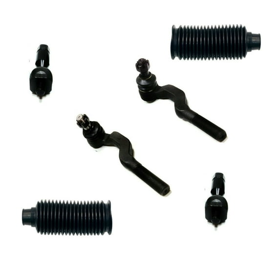 6 Pc Steering Kit Inner & Outer Tie Rod Ends, Rack & Pinion Bellows Fits select: 1995-2004 TOYOTA TACOMA