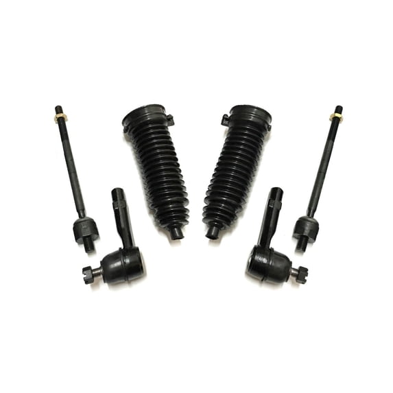 6 Pc Steering Kit for All 2-Door Models Outer Inner Tie Rod Ends + Rack & Pinion Bellow Boots