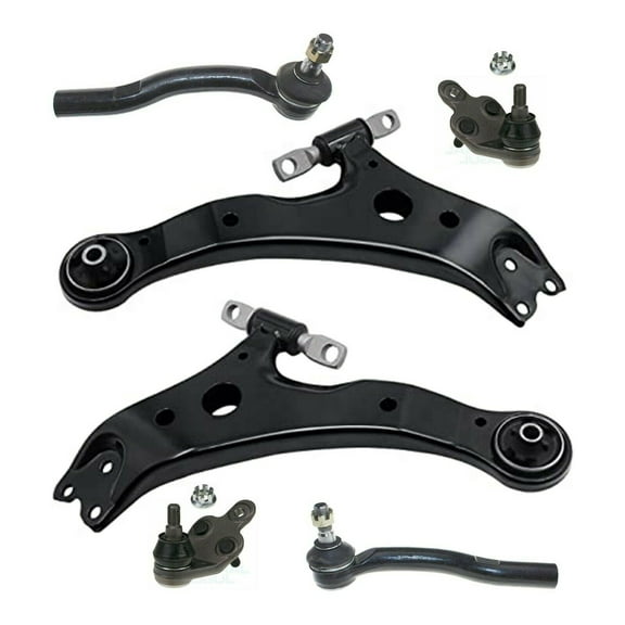 6 Pc Suspension Kit Passenger Driver Side Lower Control Arm Outer Tie Rod Lower Ball Joints Fits select: 2007-2011 TOYOTA CAMRY