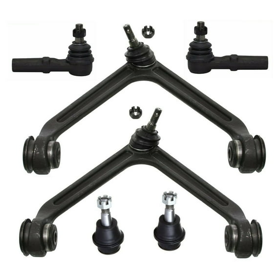 6 Pc Suspension Kit Upper Control Arms with Ball Joints Assembly Outer Tie Rod Ends Lower Ball Joints Fits select: 2002-2005 DODGE RAM 1500