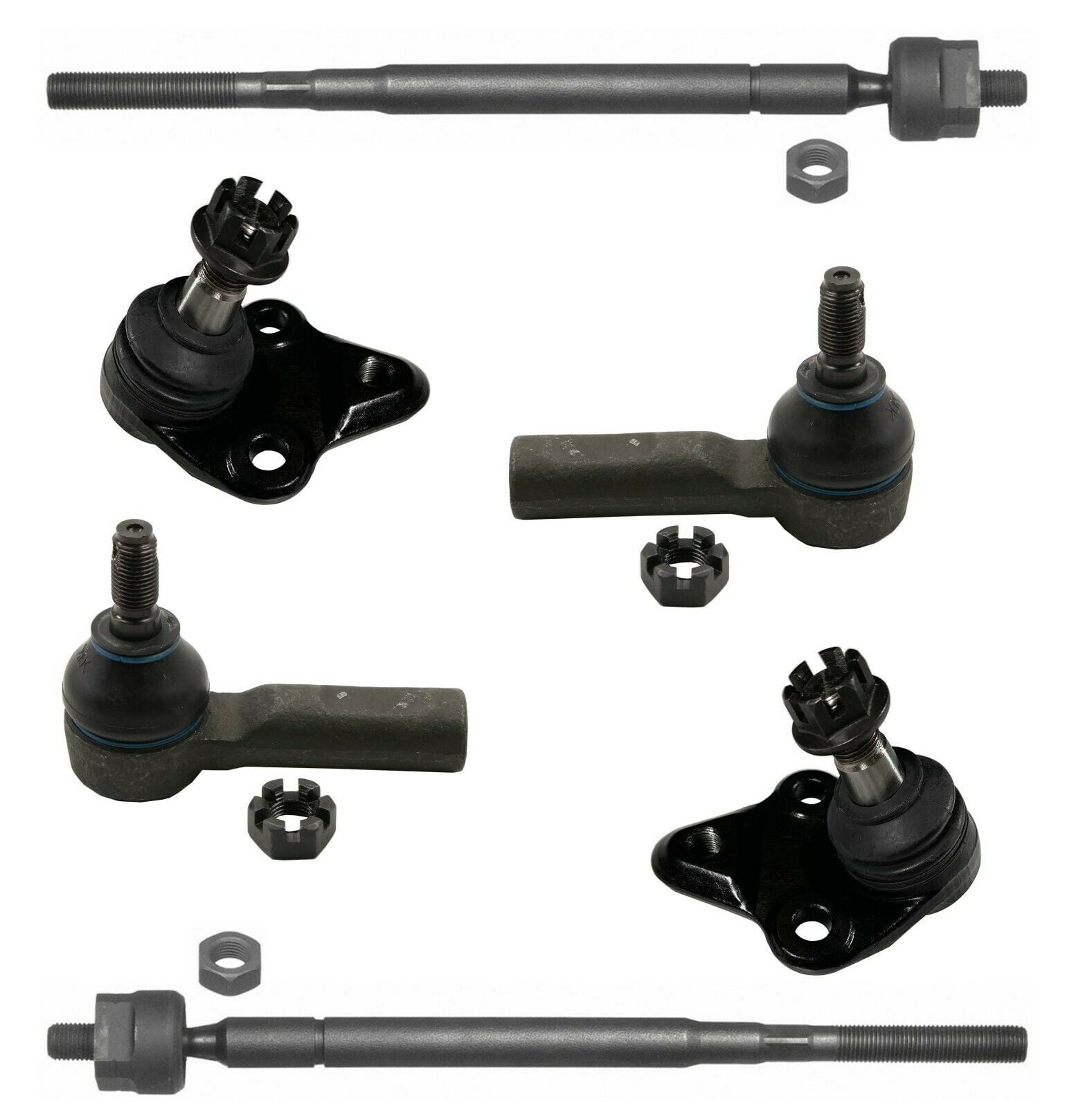 6 Pc Suspension Steering Kit Outer & Inner Tie Rod Ends + Lower Ball