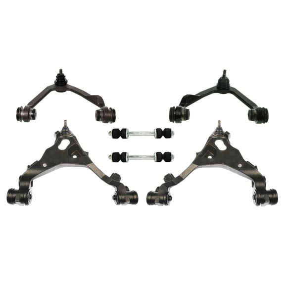 6 Pc Suspension Upper & Lower Control Arm with Ball Joints + Front Sway Bar Links Kit Compatible with 4WD Models Only Fits select: 1997-2003 FORD F150, 1997-2002 FORD EXPEDITION