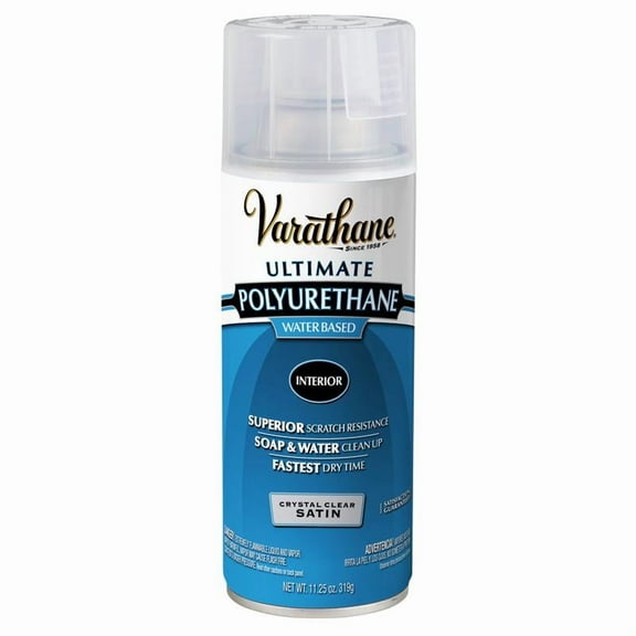 6 Pc, Varathane Ultimate Satin Crystal Clear Water-Based Polyurethane Spray 11.25 Oz