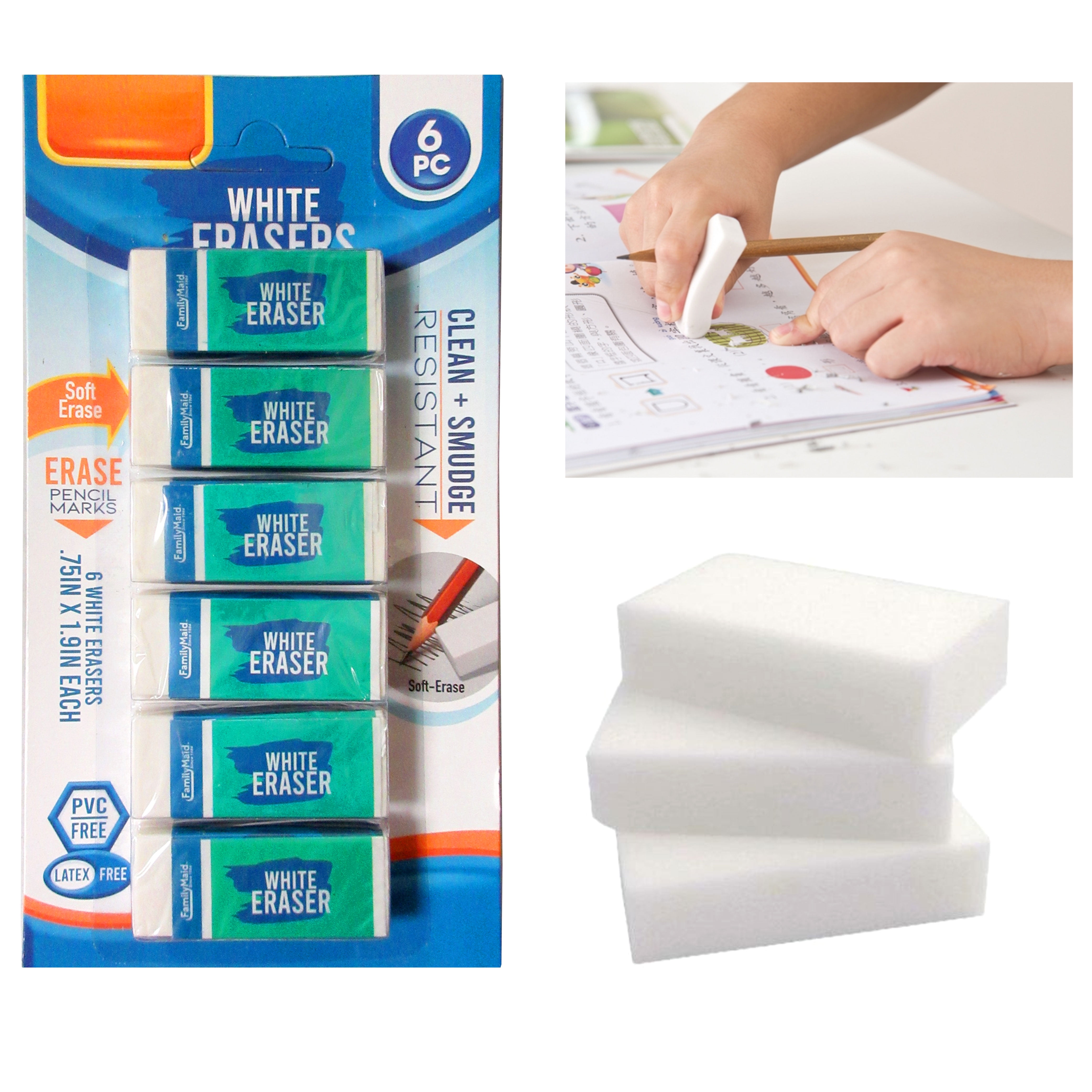 Pencil Eraser, 8 Pack, White Erasers, Erasers for Artists, Artist