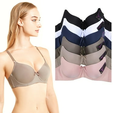 6 Pc Women Full Cup Bra Seamless Comfort Underwire Support Padded Plain Size 38B