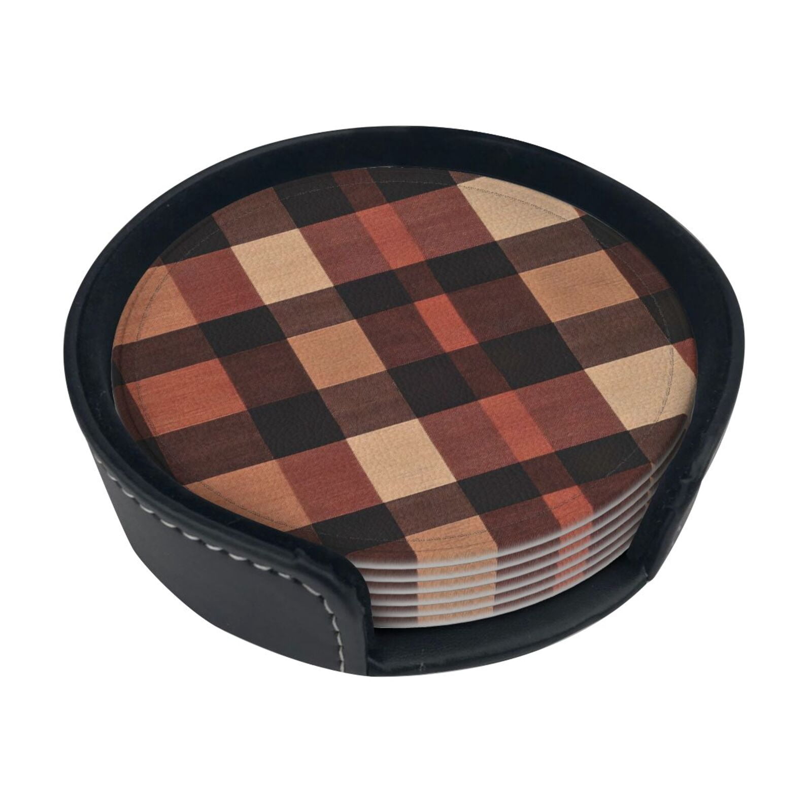 6 Pce Leather Coasters 3.9in With Coasters Storage Box Antifouling And ...