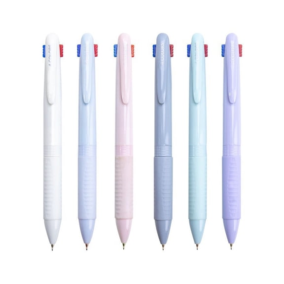 6 Pcs 0.5mm Shuttle Pen 4 in 1 Multicolor Pen Retractable Ballpoint Pen Gift