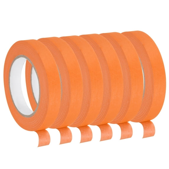 Uxcell 6Pcs 0.7 inch Wide 60 Yards Orange Masking Tape Painters Tape Rolls for Home Office