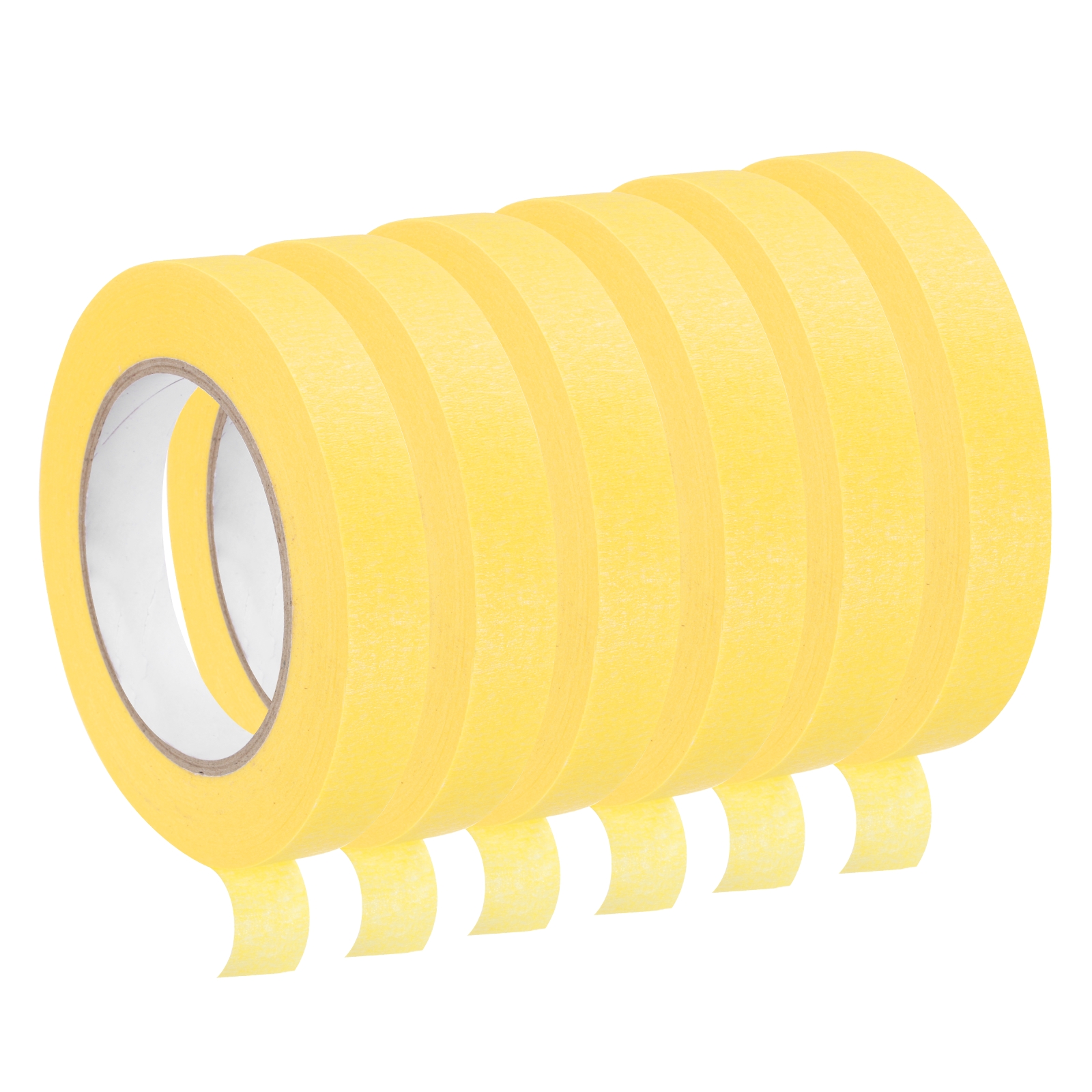 Uxcell 6Pcs 0.7 inch Wide 60 Yards Yellow Masking Tape Painters Tape Rolls for Home Office