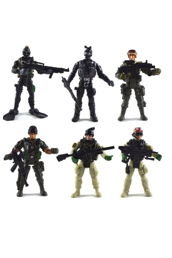 6 Pcs 1/18 Special Force Army SWAT Soldiers Action Figures Military Soldier Model for Collection