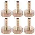 thumbnail image 1 of 6 Pcs 1/2 Female Thread 8mm Air Pneumatic Gas Hose Barbed Fitting Gold, 1 of 5