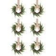 thumbnail image 1 of 6 Pcs 10.6 Inch Mini Christmas Cabinet Wreath Set, Artificial Norfolk Pine Wreaths with Red Berries & Soft Muted Khaki Bow, Greenery Hanging Decor for Kitchen Window Wall Porch Warm Neutral Xmas, 1 of 5