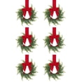 thumbnail image 1 of 6 Pcs 10.6 Inch Mini Christmas Cabinet Wreaths, Artificial Norfolk Pine Small Wreath Set, Farmhouse Greenery Hanging Wreath for Kitchen Cabinet Front Door Window Wall Holiday Decor, 1 of 5