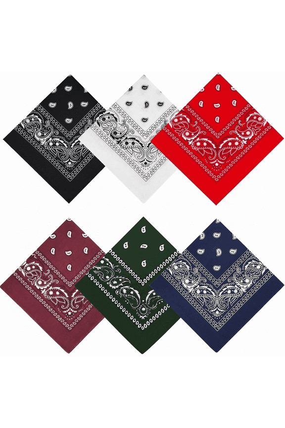 6 Pcs 100% Cotton Bandanas,Soft great colors 21 x 21 inches for Women and Men