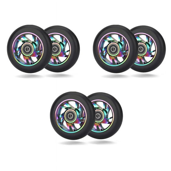 6 Pcs 100mm Scooter Replacement Wheels with Bearing Stunt Scooter Pu Wheels for Rocking , Extreme ,