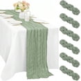 thumbnail image 1 of 6 Pack Sage Green Cheesecloth Table Runners 35 x 120 Inch (10FT) – Boho Rustic Gauze Table Decor, Semi-Sheer Fabric Runner for Wedding, Baby Shower, Birthday Party & Event Decorations, 1 of 6
