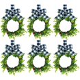 thumbnail image 1 of 6 Pcs 11.8Inch Christmas Kitchen Cabinet Wreaths Mini Boxwood Wreaths Artificial Spring Greenery Wreath for Front Door Farmhouse Kitchen Cabinet Wreaths with Burlap Ribbon for Porch Wall Window Decor, 1 of 6