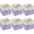 thumbnail image 1 of 6 Pcs 11 x 11 Inch Cube Storage Bins Fabric Cube Storage Organizer Bins Foldable Storage Cube Baskets with Sturdy Carry Handles Multipurpose Storage Cube for Home (White, Purple), 1 of 12